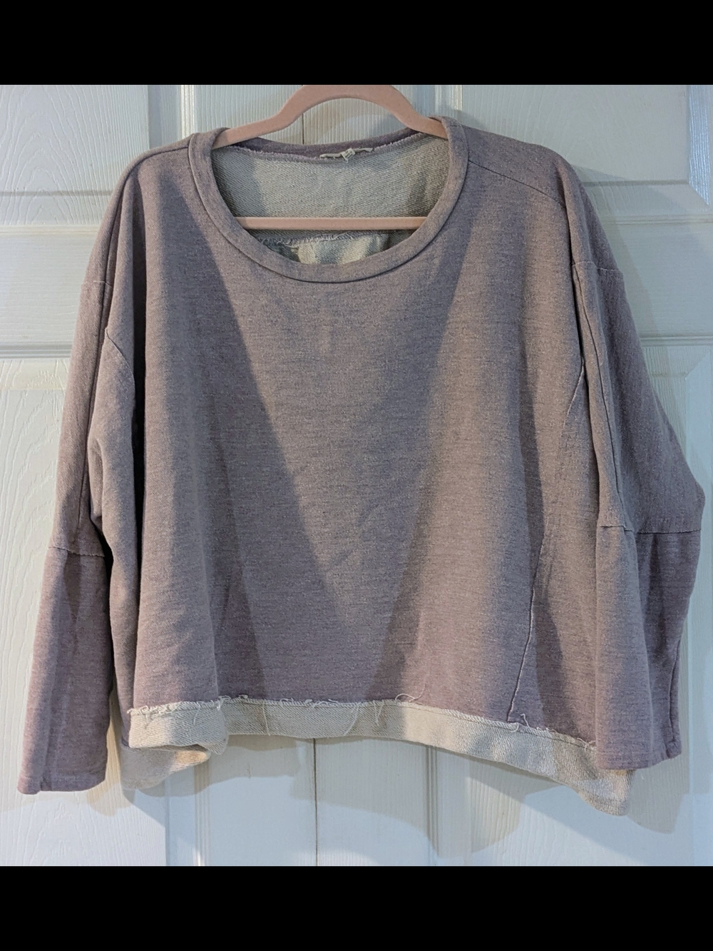 Easel Cropped Washed Lavender Oversized Top